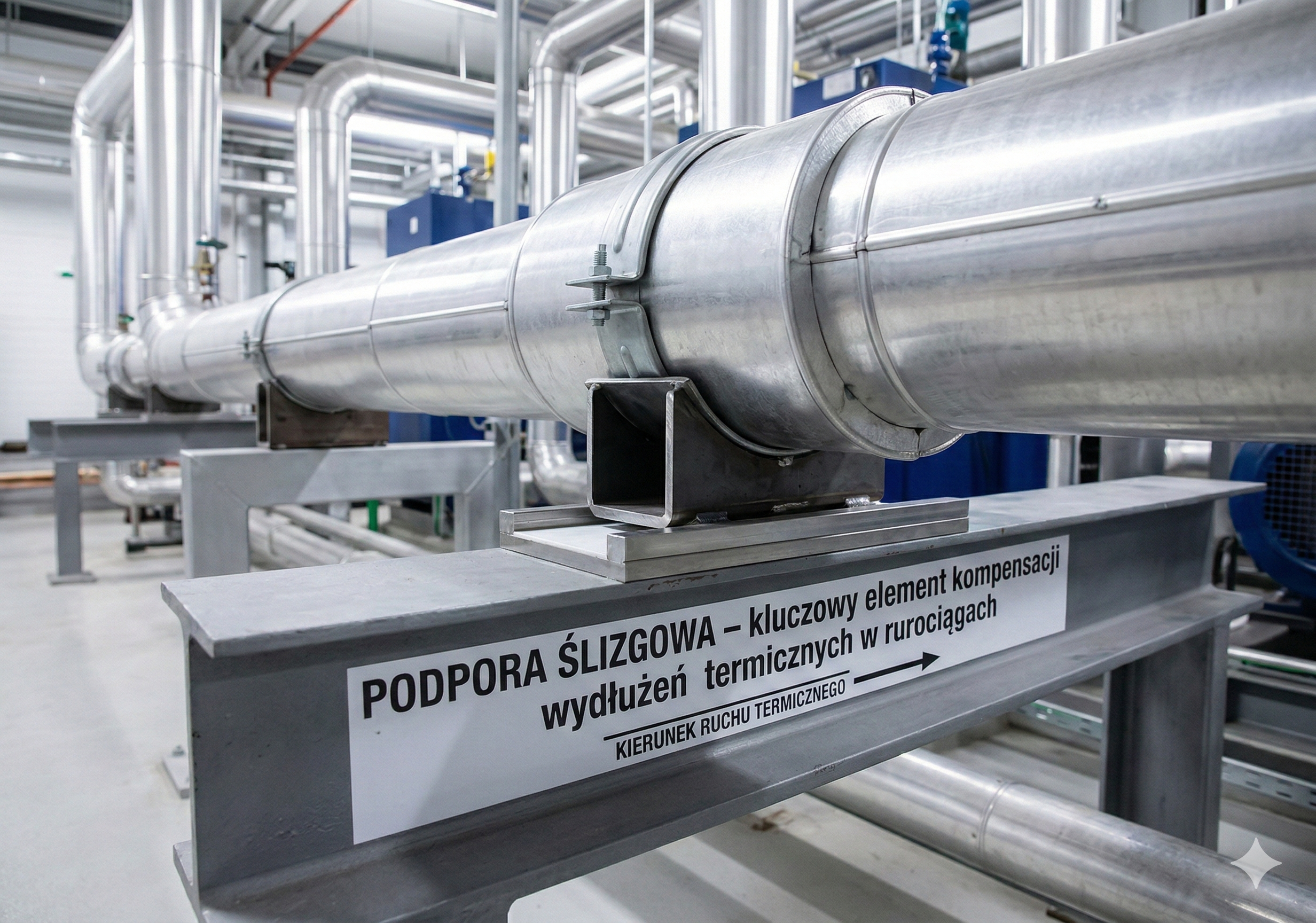 Podpora ślizgowa – kluczowy element kompensacji wydłużeń termicznych w rurociągach